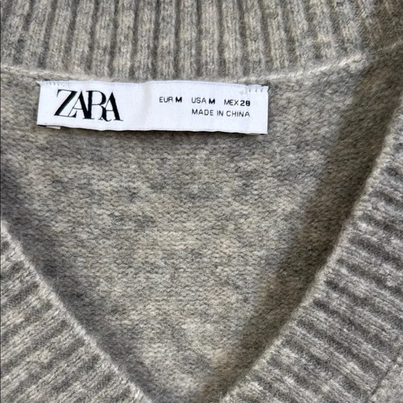 Zara Women's V-Neck Sweater Vest in Heather Gray - Picture 2 of 3